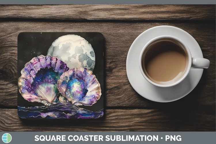 Galaxy Seashell Square Coaster Sublimation Coaster Designs