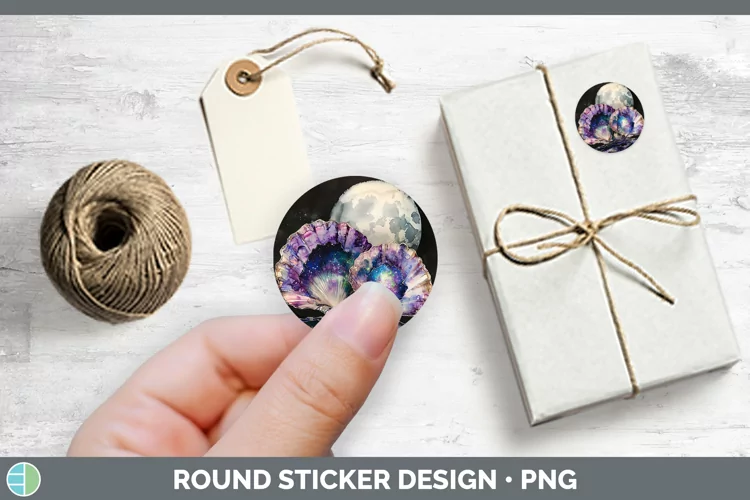 Galaxy Seashell Stickers | Round Labels Designs