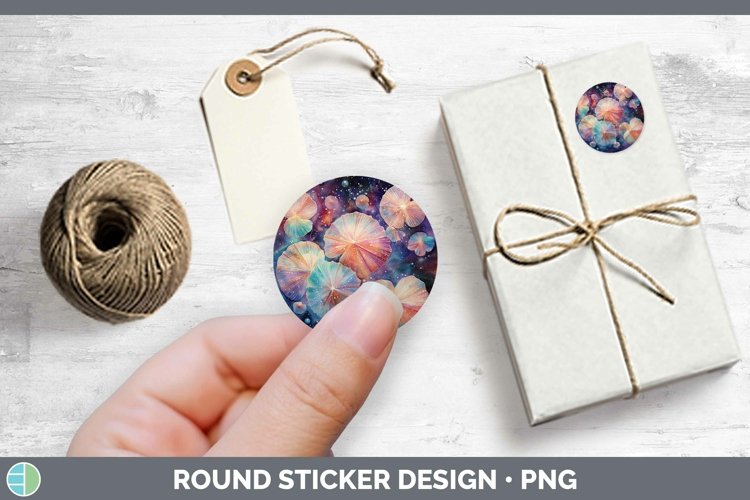 Galaxy Seashell Stickers | Round Labels Designs