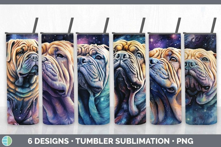 Galaxy Shar Pei Dog Tumbler | Bundle 20 oz Skinny Tumbler De