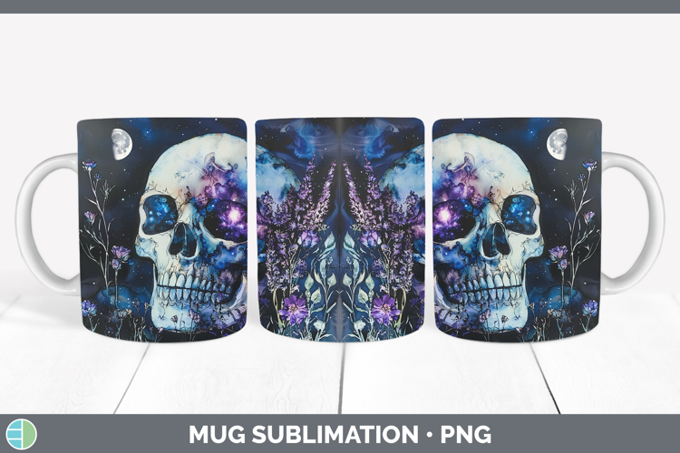 Galaxy Skull Mug Wrap Sublimation Coffee Cup Designs