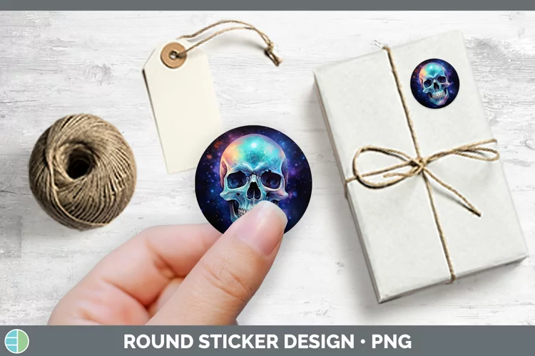 Galaxy Skull Stickers | Round Labels Designs