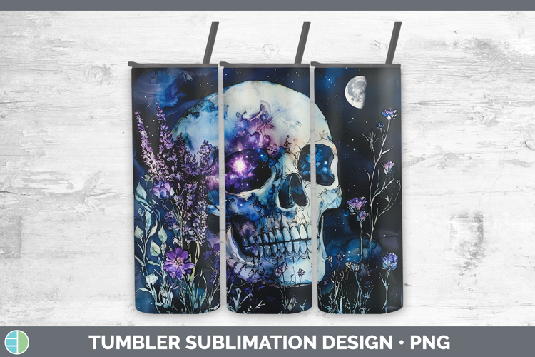 Galaxy Skull Tumbler Sublimation 20 oz Skinny Tumbler Design