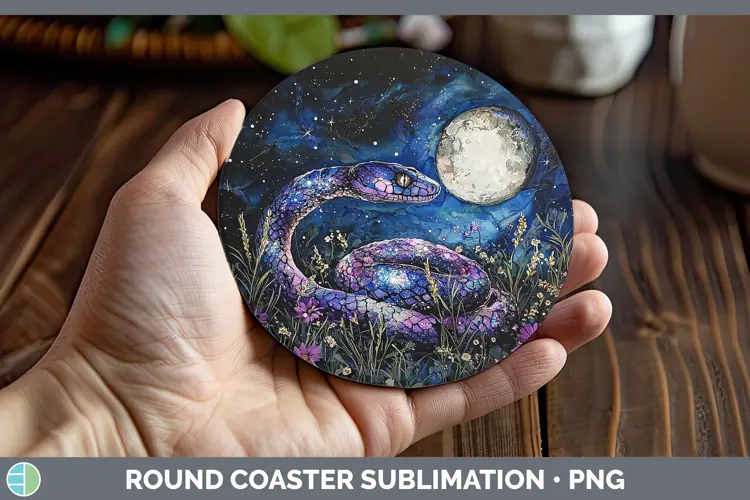 Galaxy Snake Round Coaster Sublimation Coaster Designs