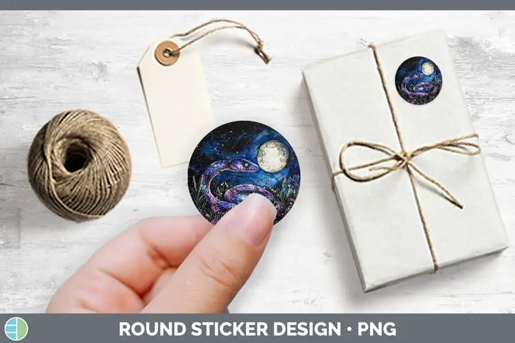 Galaxy Snake Stickers | Round Labels Designs