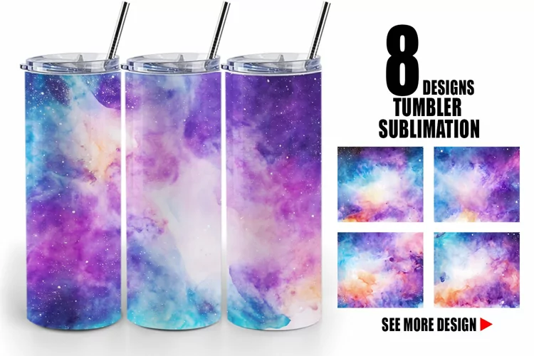 Galaxy Space Watercolor | Tumbler Sublimation Wrap