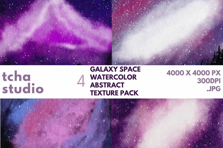 Galaxy Space Watercolor Abstract Digital Papers Background example image 1