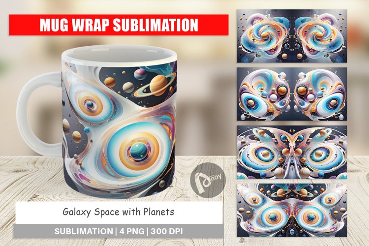 Mug Wrap Design Galaxy with Planets