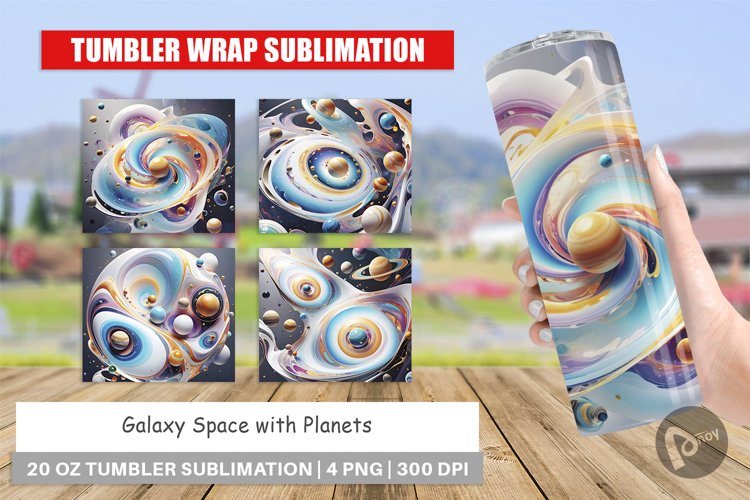 Tumbler Wrap Galaxy with Planets