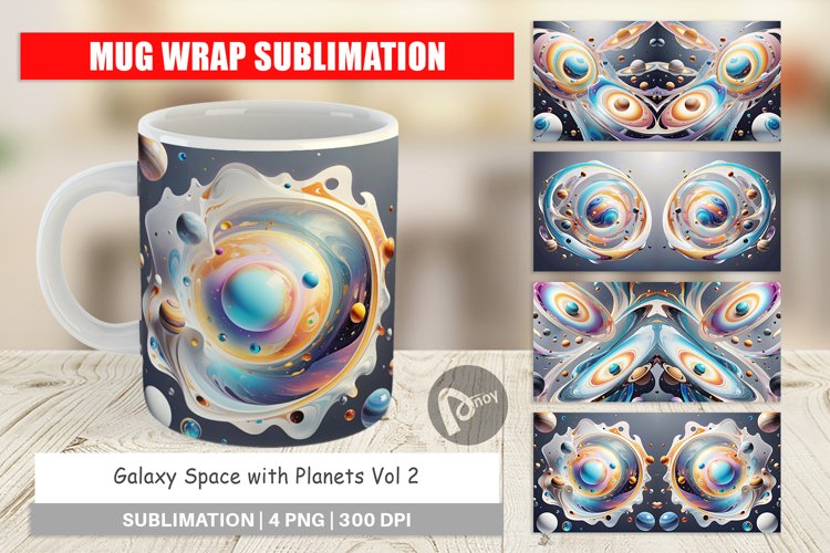 Mug Wrap Design Galaxy with Planets