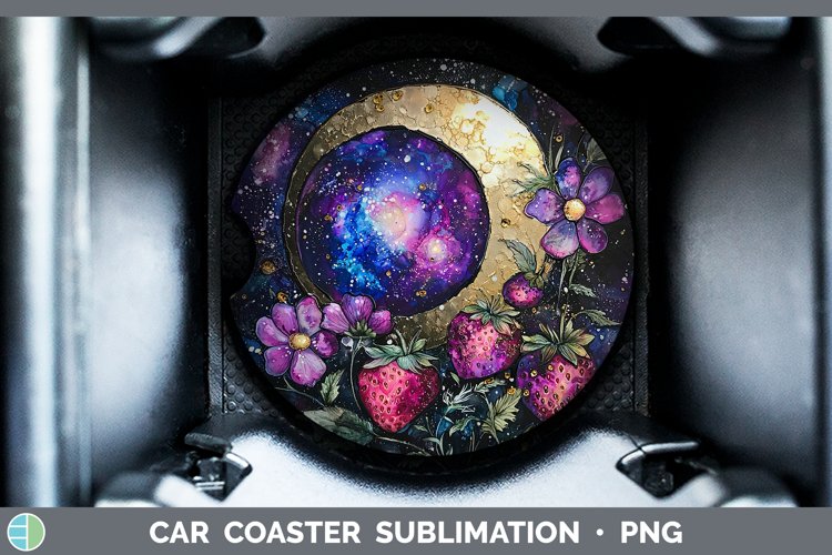 Galaxy Strawberry Car Coaster Sublimation Designs