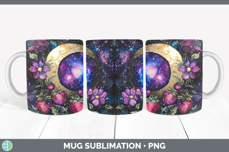 Galaxy Strawberry Mug Wrap Sublimation Coffee Cup Designs