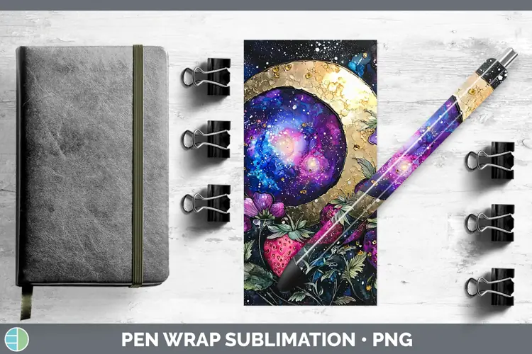 Galaxy Strawberry Pen Wrap Sublimation Pen Designs