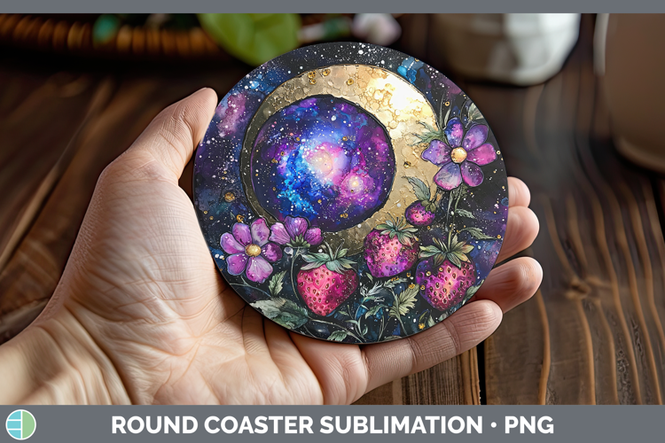 Galaxy Strawberry Round Coaster Sublimation Coaster Designs