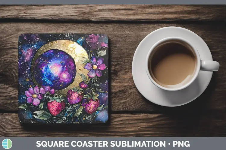 Galaxy Strawberry Square Coaster Sublimation Coaster Designs
