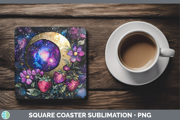 Galaxy Strawberry Square Coaster Sublimation Coaster Designs