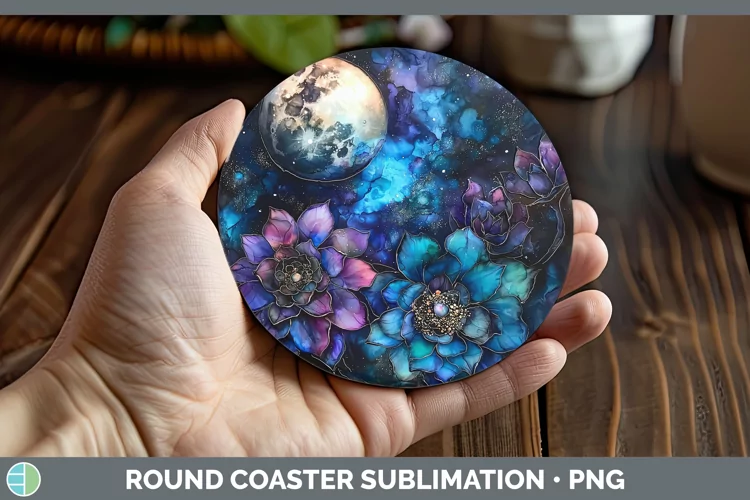 Galaxy Succulents Round Coaster Sublimation Coaster Designs