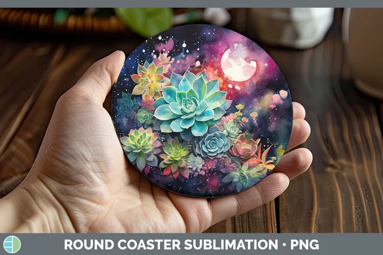 Galaxy Succulents Round Coaster Sublimation Coaster Designs