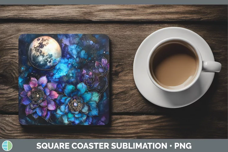 Galaxy Succulents Square Coaster Sublimation Coaster Designs