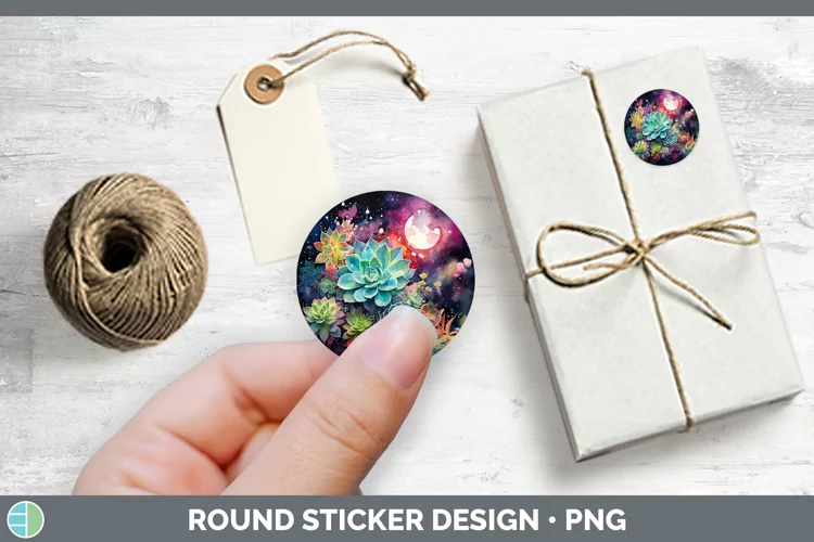 Galaxy Succulents Stickers | Round Labels Designs