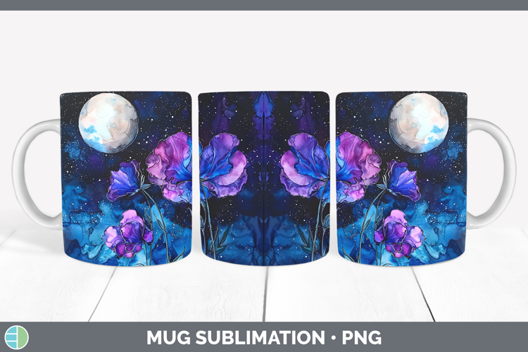 Galaxy Sweet Pea Mug Wrap Sublimation Coffee Cup Designs