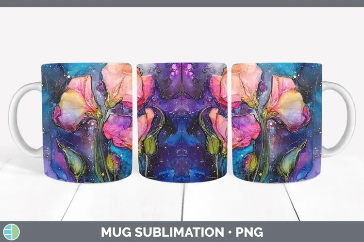 Galaxy Sweet Pea Mug Wrap Sublimation Coffee Cup Designs
