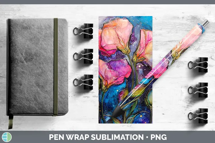 Galaxy Sweet Pea Pen Wrap Sublimation Pen Designs