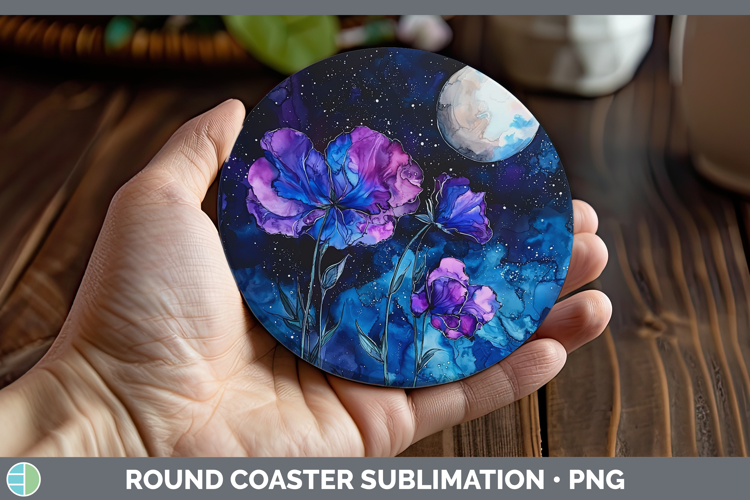 Galaxy Sweet Pea Round Coaster Sublimation Coaster Designs