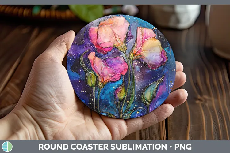 Galaxy Sweet Pea Round Coaster Sublimation Coaster Designs