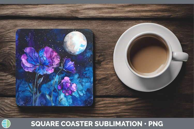 Galaxy Sweet Pea Square Coaster Sublimation Coaster Designs