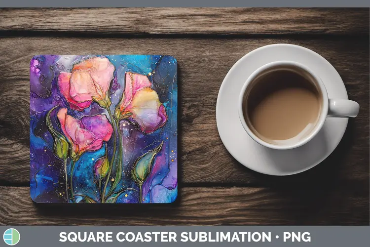Galaxy Sweet Pea Square Coaster Sublimation Coaster Designs
