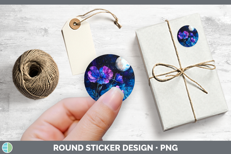Galaxy Sweet Pea Stickers | Round Labels Designs