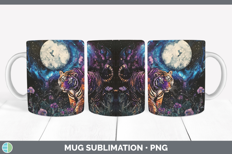 Galaxy Tiger Mug Wrap Sublimation Coffee Cup Designs