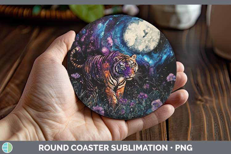 Galaxy Tiger Round Coaster Sublimation Coaster Designs