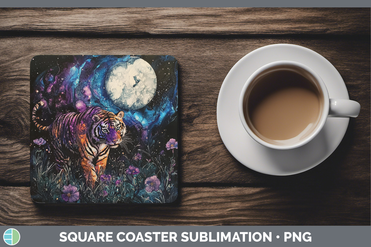 Galaxy Tiger Square Coaster Sublimation Coaster Designs