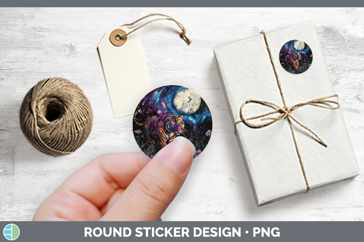 Galaxy Tiger Stickers | Round Labels Designs