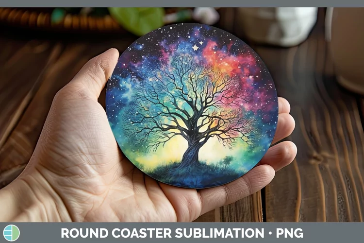 Galaxy Tree of Life Round Coaster Sublimation Coaster Design