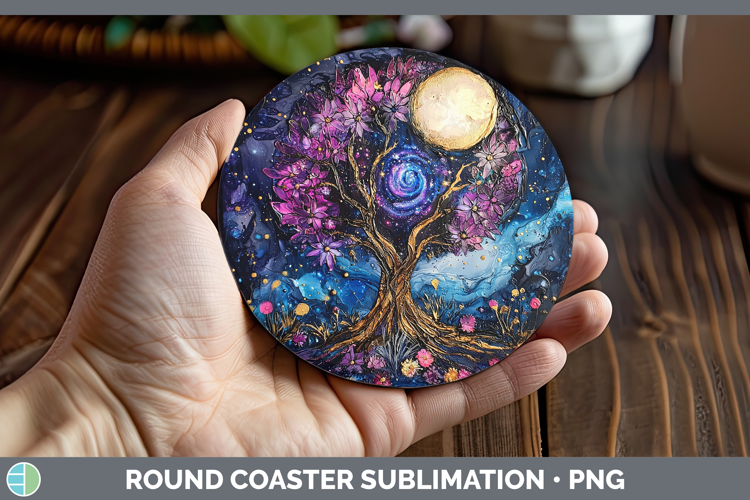 Galaxy Tree of Life Round Coaster Sublimation Coaster Design