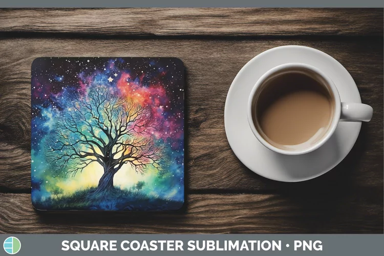 Galaxy Tree of Life Square Coaster Sublimation Coaster Desig