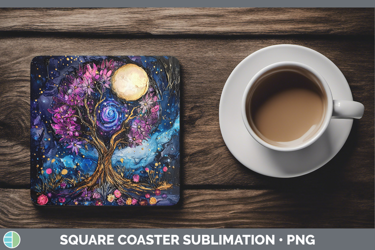 Galaxy Tree of Life Square Coaster Sublimation Coaster Desig