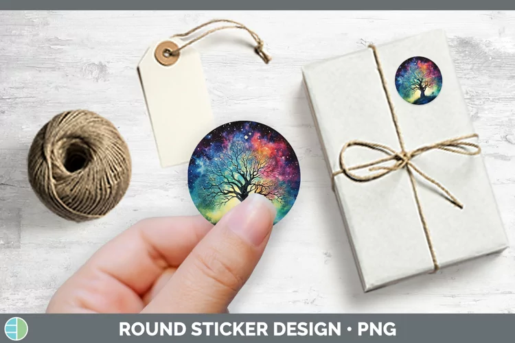 Galaxy Tree of Life Stickers | Round Labels Designs