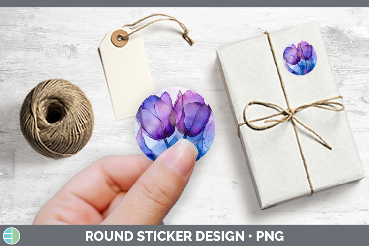 Galaxy Tulip Stickers | Round Labels Designs