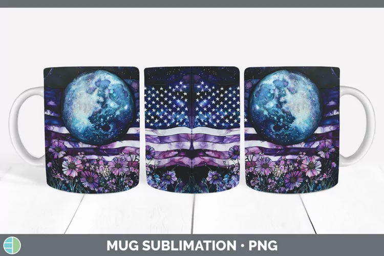 Galaxy USA Flag Mug Wrap Sublimation Coffee Cup Designs