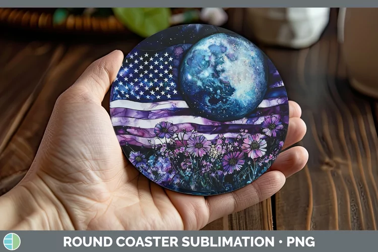 Galaxy USA Flag Round Coaster Sublimation Coaster Designs