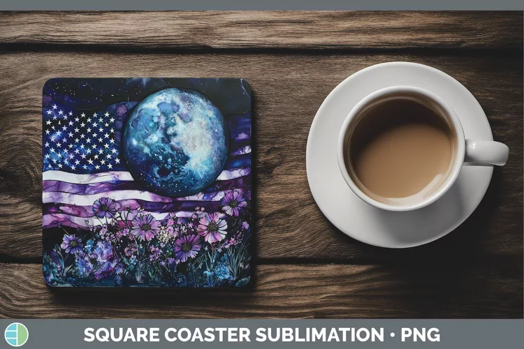 Galaxy USA Flag Square Coaster Sublimation Coaster Designs