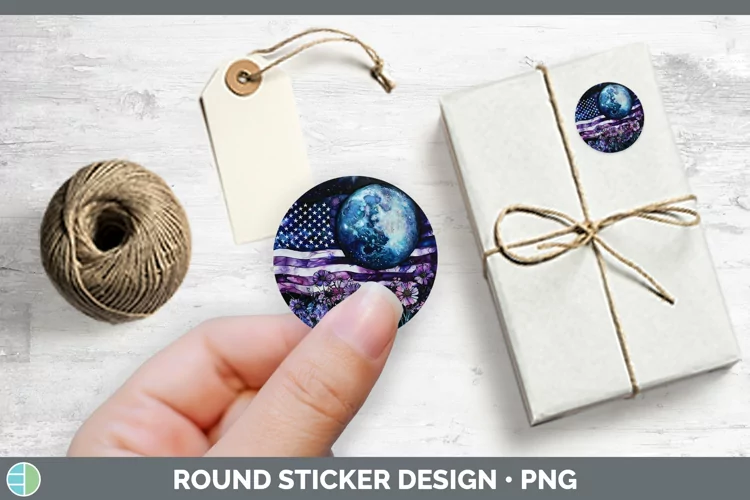 Galaxy USA Flag Stickers | Round Labels Designs