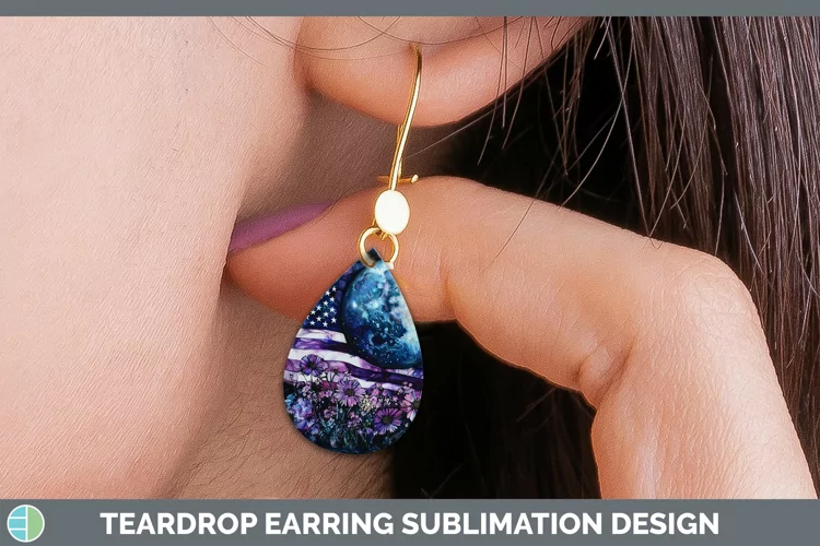 Galaxy USA Flag Teardrop Earrings Sublimation Earrings Desig