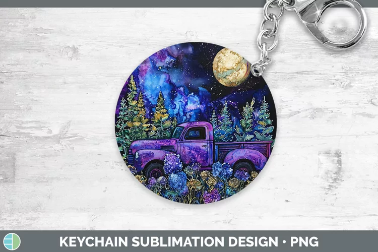 Galaxy Vintage Truck Keychain Sublimation Keyring Designs