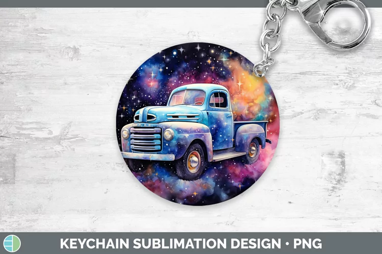 Galaxy Vintage Truck Keychain Sublimation Keyring Designs