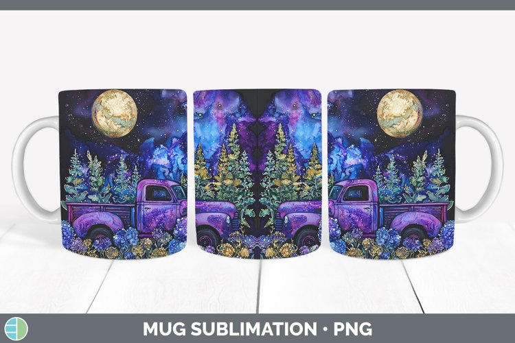 Galaxy Vintage Truck Mug Wrap Sublimation Coffee Cup Designs